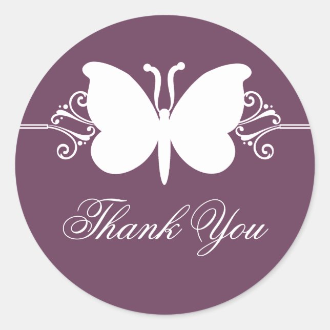 Eggplant Butterfly Wirbel Danke Stickers (Vorderseite)