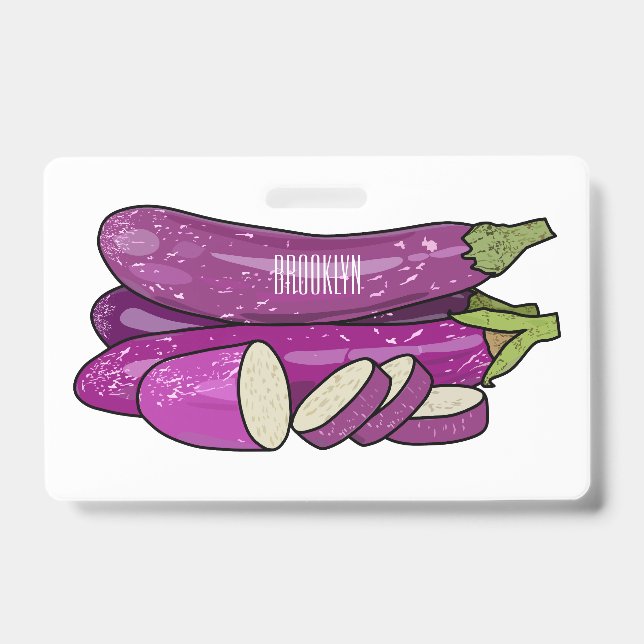 Eggplant Cartoon-Abbildung Ausweis (Vorderseite)