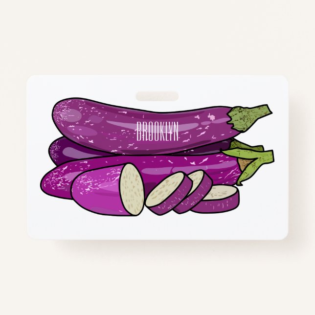 Eggplant Cartoon-Abbildung Ausweis (Vorderseite)