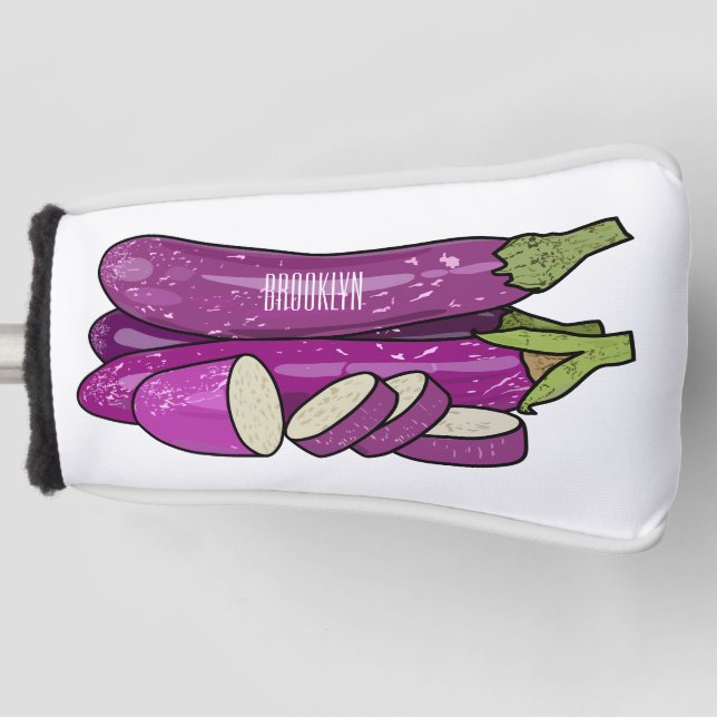 Eggplant Cartoon-Abbildung Golf Headcover (Vorderseite)