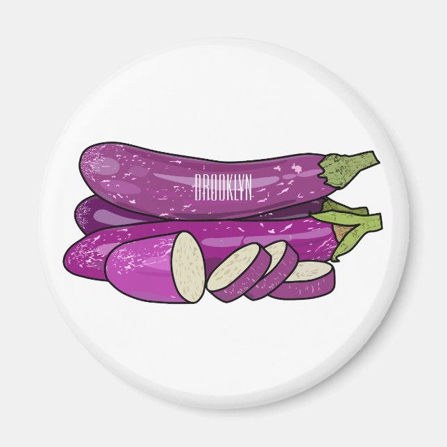 Eggplant Cartoon-Abbildung Magnet (Vorne)