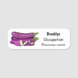 Eggplant Cartoon-Abbildung Namensschild