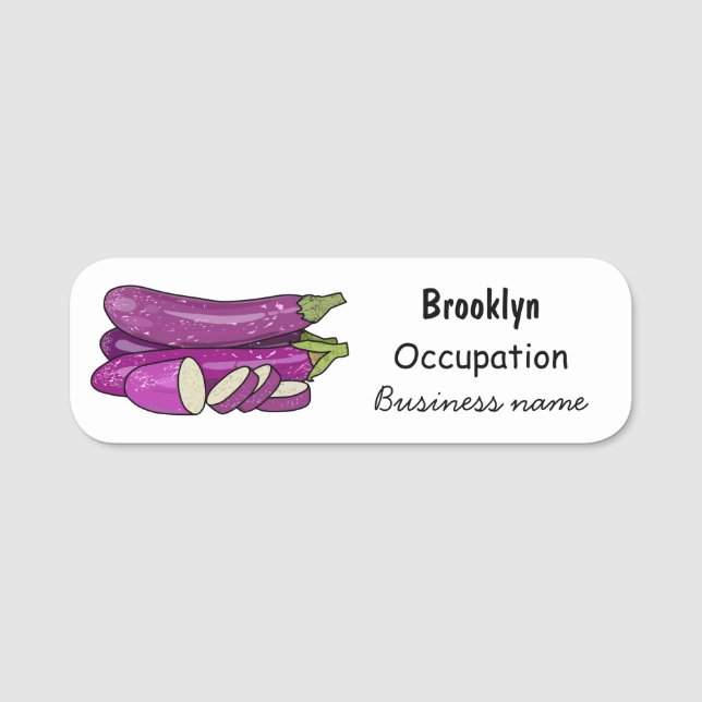 Eggplant Cartoon-Abbildung Namensschild (Vorderseite)