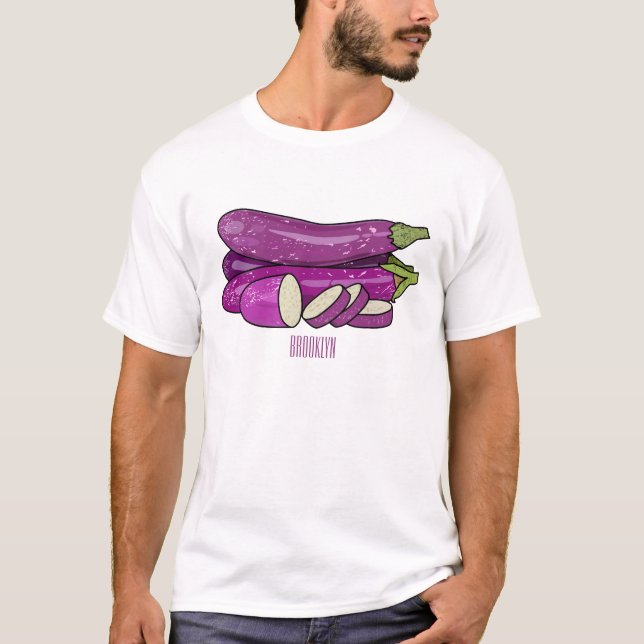 Eggplant Cartoon-Abbildung T-Shirt (Vorderseite)