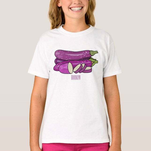 Eggplant Cartoon-Abbildung T-Shirt (Vorderseite)