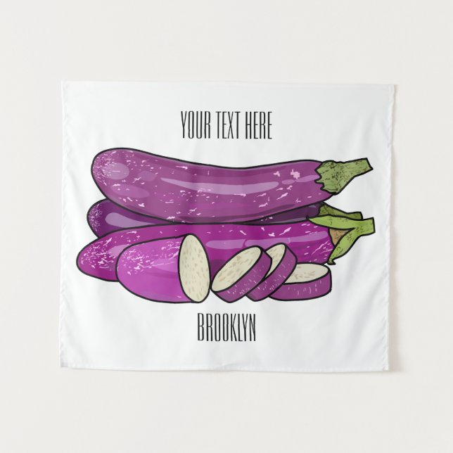 Eggplant Cartoon-Abbildung Wandteppich (Vorderseite (Horizontal))