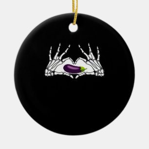 Eggplant Classic - Skeleton Hands Herz Keramik Ornament