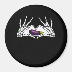 Eggplant Classic - Skeleton Hands Herz Magnet