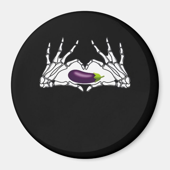 Eggplant Classic - Skeleton Hands Herz Magnet (Vorne)