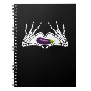 Eggplant Classic - Skeleton Hands Herz Notizblock