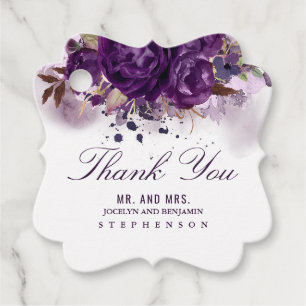 Eggplant Floral Elegant Wedding Vielen Dank Geschenkanhänger