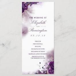 Eggplant Floral Watercolor Hochzeitsprogramme Programm