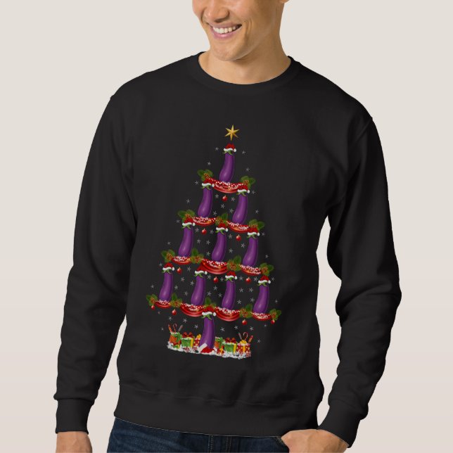 Eggplant Fruit Xmas Tree Lighting Eggplant Christm Sweatshirt (Vorderseite)