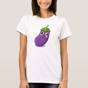 Eggplant Funny Character, Niedlich Veggie T-Shirt
