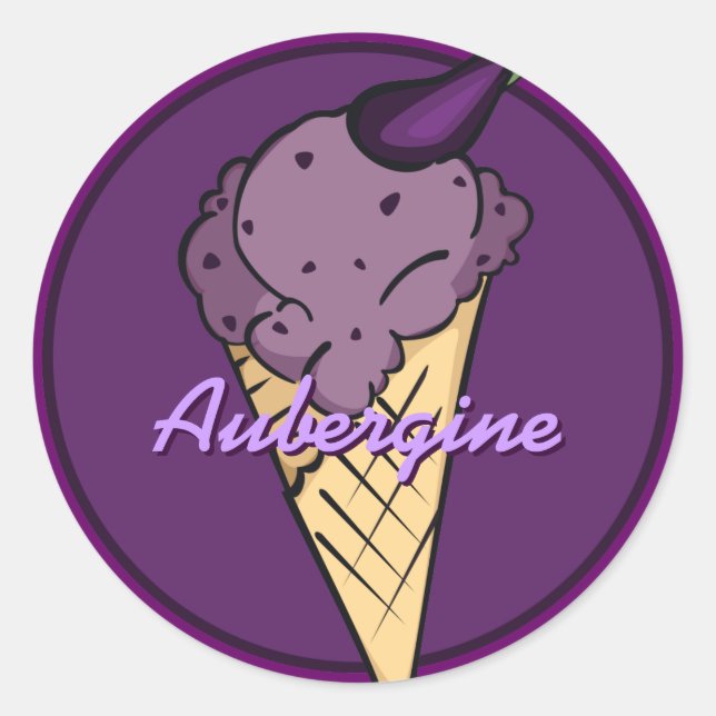 Eggplant Icecream-Aufkleber Runder Aufkleber (Vorderseite)