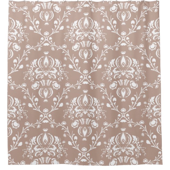 Eggplant Lila Damask Duschvorhang (Vorderseite)