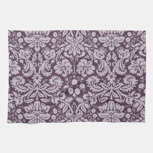 Eggplant Lila Damask Küchentuch (Horizontal)