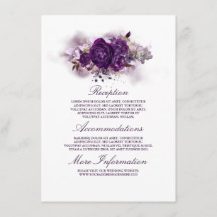 Eggplant Lila Floral Wedding Information Guest Begleitkarte