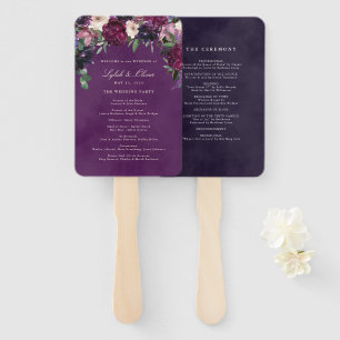 Eggplant Lila Floral Wedding Program Fan Fächer