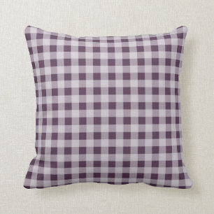 Eggplant Lila Gingham Pattern Kissen