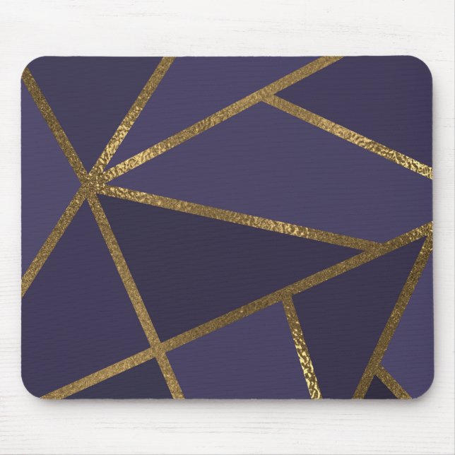 Eggplant Lila Gold Bronze Geometric Glam Chic Mousepad (Vorne)