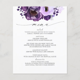 Eggplant Lila Modern Boho Wedding Menu Flyer