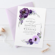 Eggplant Lila Peony and Greenery Silver Wedding