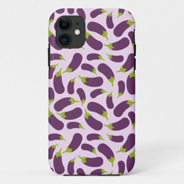 Eggplant Lila Pflanzenmuster Case-Mate iPhone Hülle (Rückseite)