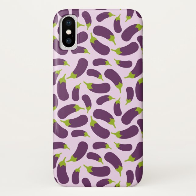 Eggplant Lila Pflanzenmuster Case-Mate iPhone Hülle (Rückseite)