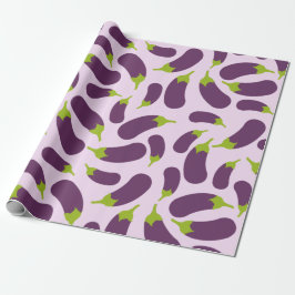 Eggplant Lila Pflanzenmuster Geschenkpapier