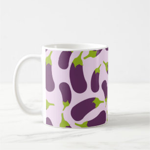 Eggplant Lila Pflanzenmuster Kaffeetasse