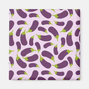 Eggplant Lila Pflanzenmuster Magnet