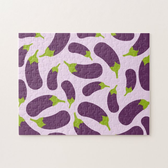 Eggplant Lila Pflanzenmuster Puzzle (Horizontal)