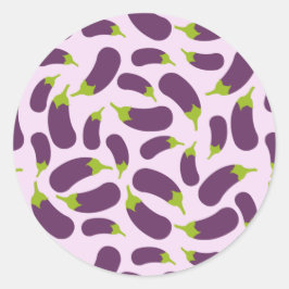 Eggplant Lila Pflanzenmuster Runder Aufkleber