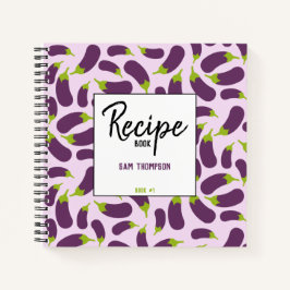 Eggplant Lila pflanzliches Lederrezept Notizbuch