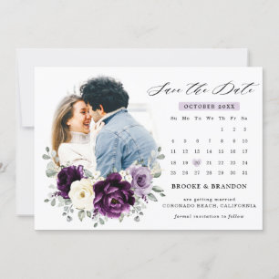 Eggplant Lila Plum Elfenbeinblütenhochzeit Save The Date