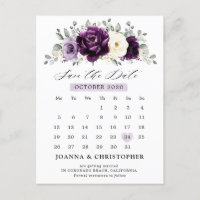 Eggplant Lila Plum Ivory Save the Date weiß