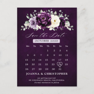 Eggplant Lila Plum Ivory Save the Date weiß Postkarte