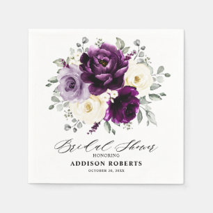 Eggplant Lila Plum Ivory Weißes Brautparty Serviette