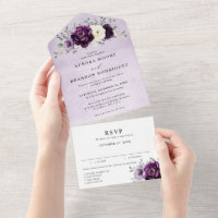 Eggplant Lila Plum Ivory White Floral Wedding Al