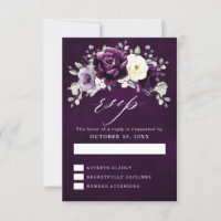 Eggplant Lila Plum Ivory White Floral Wedding RS