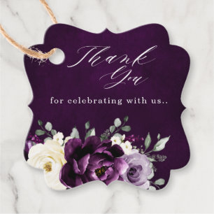 Eggplant Lila Plum Ivory White Wedding Vielen Dank Geschenkanhänger