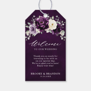 Eggplant Lila Plum Ivory White Wedding Willkommen Geschenkanhänger