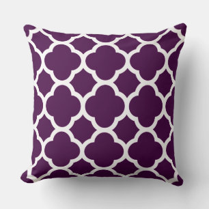 Eggplant Lila Quatrefolienmuster Kissen