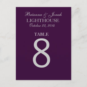 Eggplant Lila & Silver Wedding Tischnummer Card