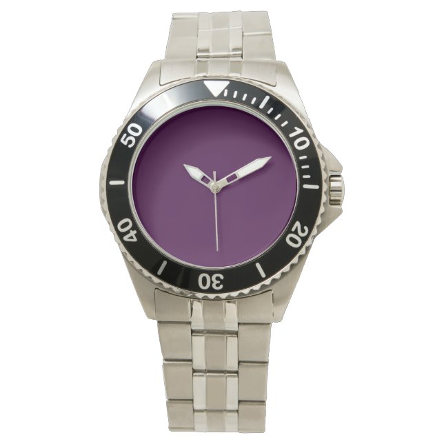 Eggplant Lila Solid Color Armbanduhr (Vorderseite)