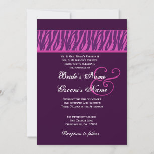 Eggplant Lila und Fuchsia Zebra Wedding Template Einladung