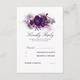 Eggplant Lila Wasserfarben Hochzeitswetter RSVP Karte
