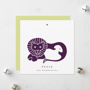 Eggplant Lion und Lamm Flat Holiday Card Feiertagskarte