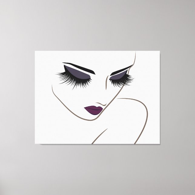Eggplant Lippen lange Lashes Lash Extension Leinwanddruck (Vorderseite)